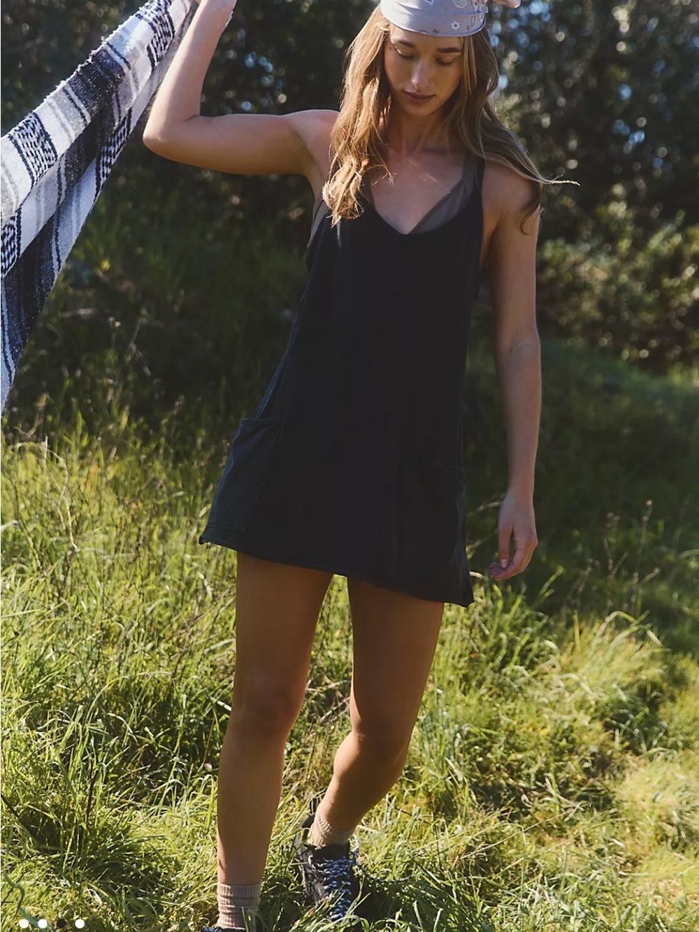 Free People Movement Hot Shot Mini-Dress in Black, Size M